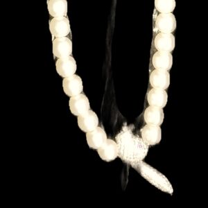 Elegant Faux Pearl Necklace with Silver Playboy Boy
